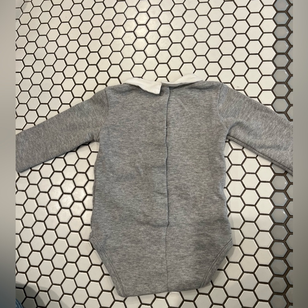 Mayoral Peter Pan Collar One Piece - grey & white, 4-6 months - Picture 3 of 3